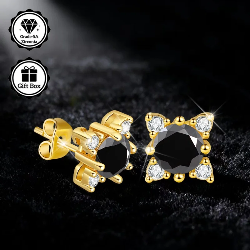 

LAMVOICE 1-каратный цирконий, гипоаллергенные украшения для женщин/серьги-гвоздики с серьгами, рождественский подарок, ювелирные изделия высокого качества