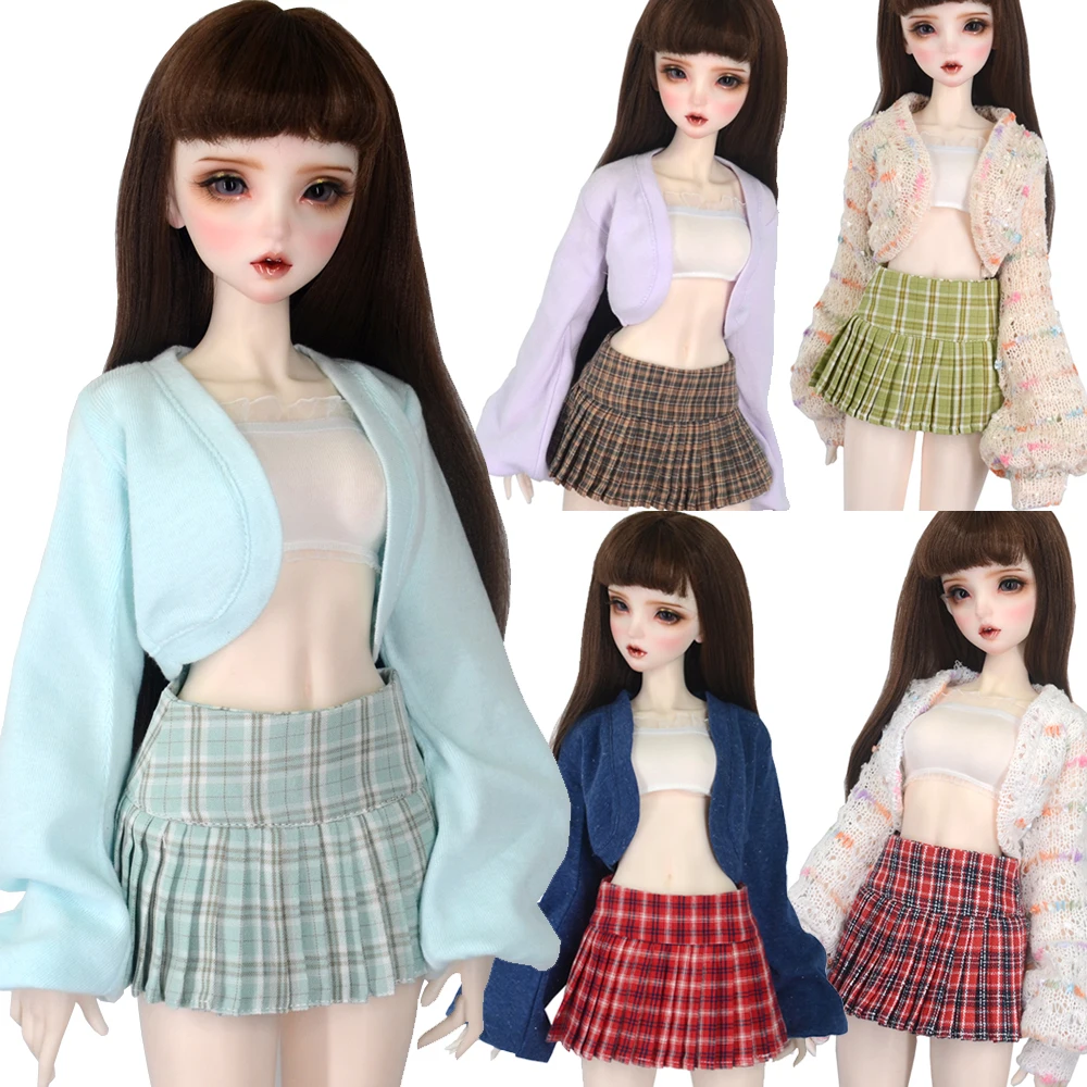 BJD Doll Clothes Fashion Knitted Jacket, Pleated Skirt, Three Piece Set for 58-60CM 1/3 SD Doll Toy Ball Joint Doll Accessories