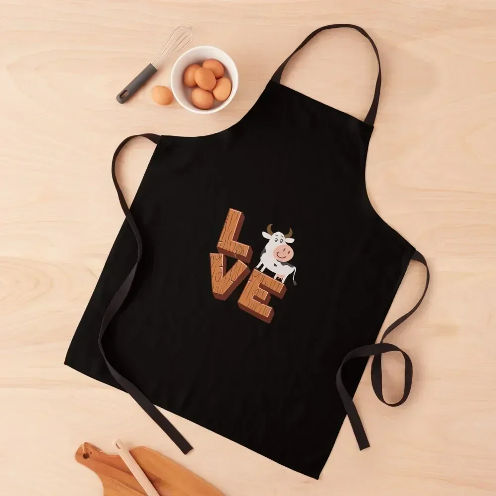 

Love Cows Funny Cow Farm Dairy Farmer Gift Idea Apron christmas kitchen cloths chefs cook wear Apron