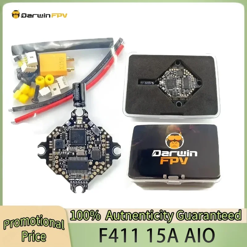 

DarwinFPV F411 AIO Flight Controller Whoop Blheli_S Betaflight F4 15A OSD BEC BL_S 1-3S 4In1 ESC for RC Drone FPV Racing