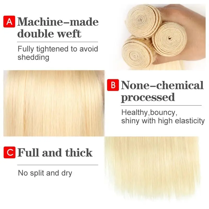 Rambut Manusia Pirang Madu 613 Lurus 36 38 40 Inci Ekstensi Rambut Virgin Rambut Brasil 1/3/4 pcs Bundel Rambut Mentah