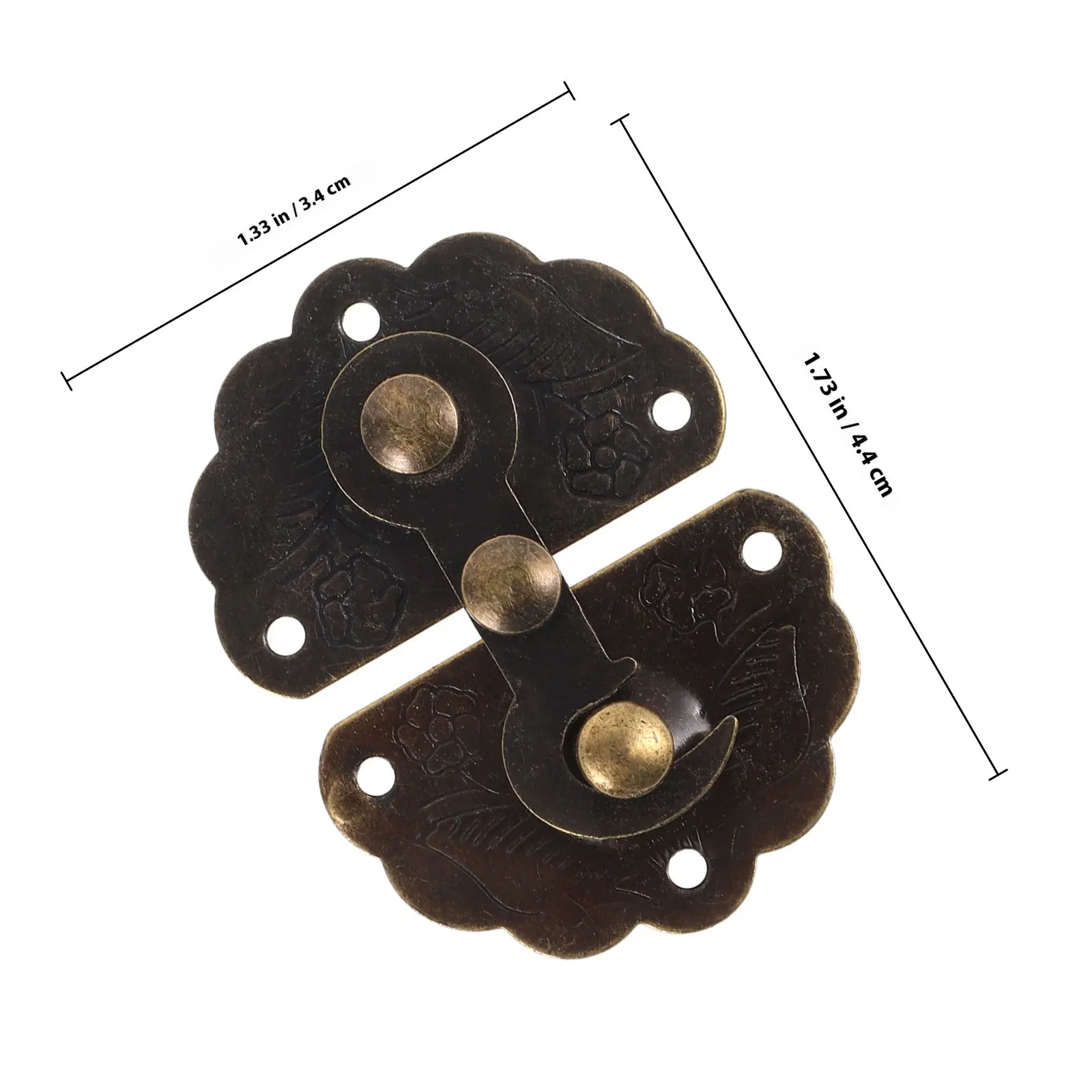 5Pcs Sturdy Iron Hasp Latch for Small Jewelry Boxes Gift Boxes Cabinet Storage Compact Decorative Buckle Elegant Floral Pattern