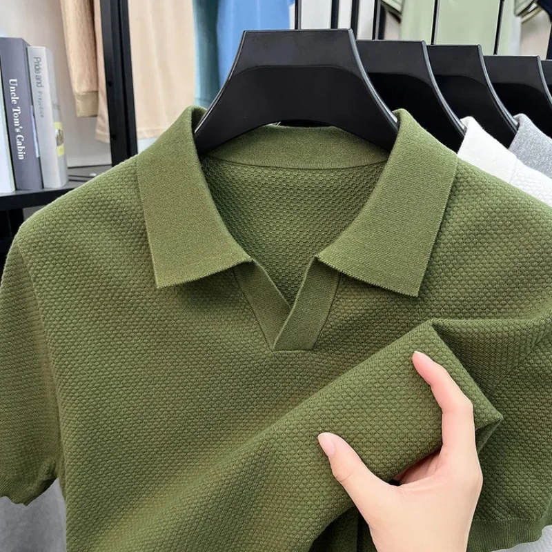 Lightweight Men's Polo Shirts Cotton Short Sleeve Tshirt Solid Color Comfortable Classic Casual