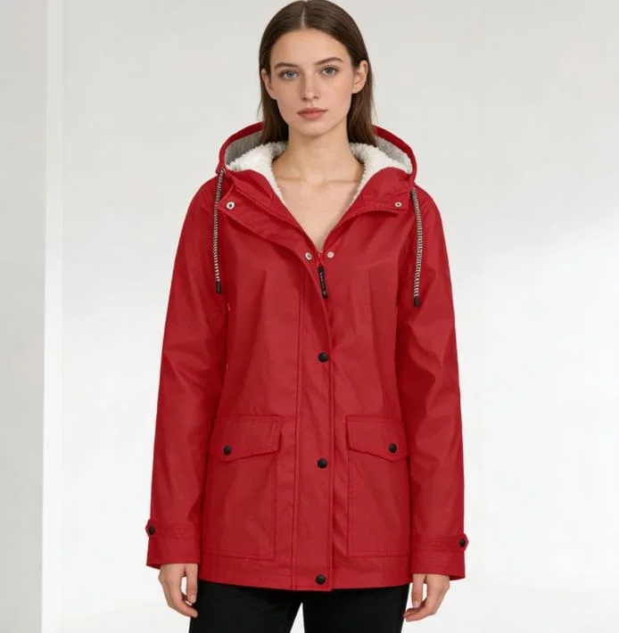 Women Windproof Waterproof Velvet Jacket Autumn Winter Hooded Warm Casual Mountaineering Hiking Outerwear