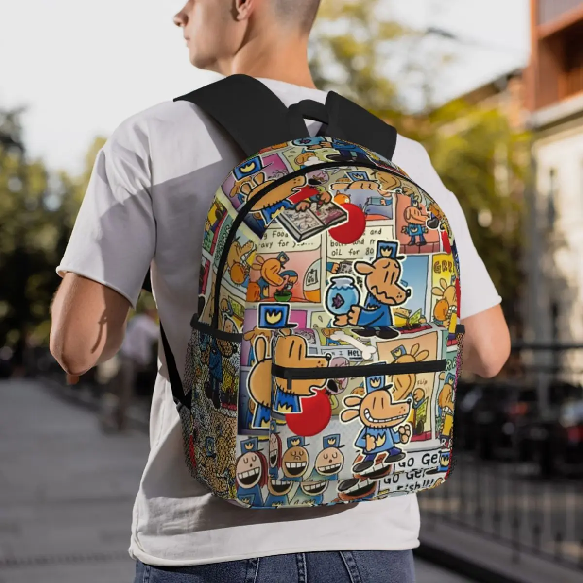 Dog Man Anime Cartoon Student Backpack School Bag Hiking Travel Daypack for Boys Girls Fashion Bookbag Shoulder Bags