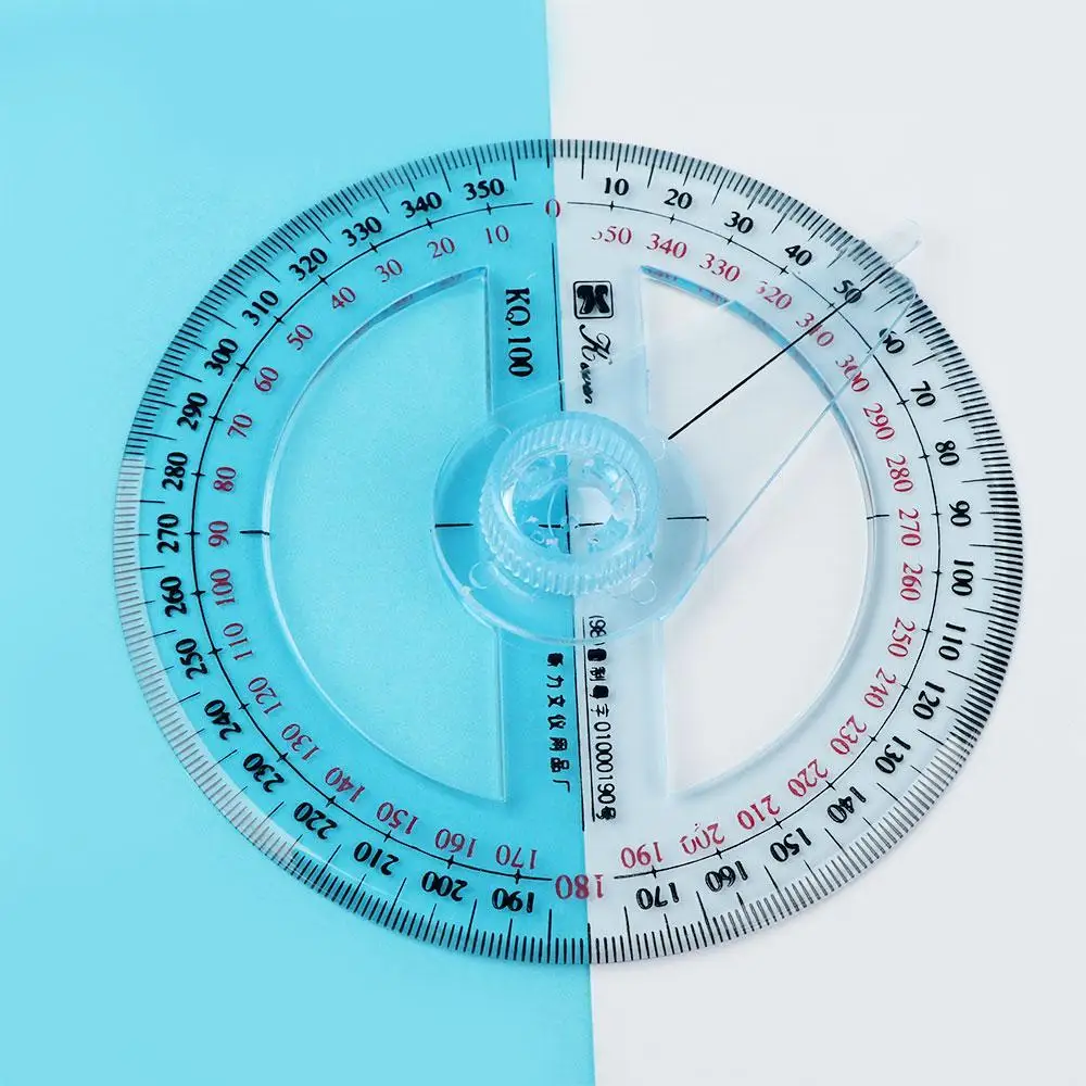 Transparent Portable School Drafting Supplies 360 Degree Ruler Pointer Measuring Tool Protractor