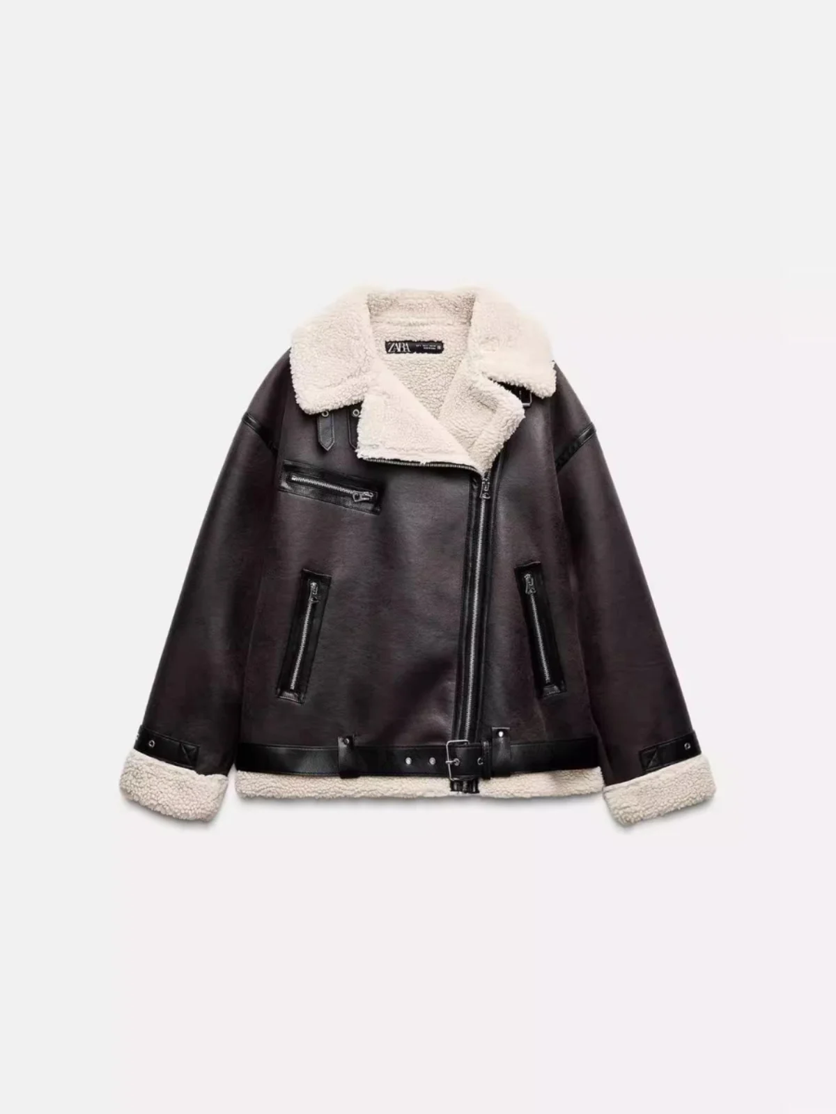 ملابس خارجية لراكبي الدراجات النارية ذات ياقة على الوجهين طويلة Sve من الجلد والفرو Jaet ملابس خارجية للخريف والشتاء وصل حديثًا 8073263