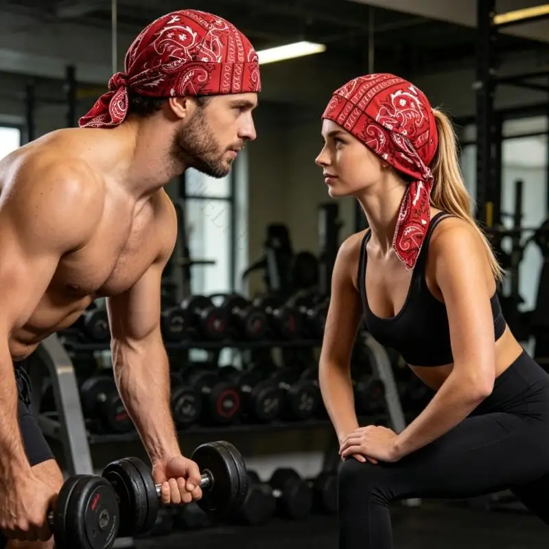 R7UF 4Pcs Wear Resistant Cashew Design Workout Headbands Moisture Wicking Cap For Fitness Cycling