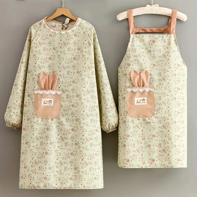 1pc Canvas Long Sleeve Apron, Stain-proof Breathable Household Cooking Catering Waist Apron, Coveralls, Kitchen Supplies