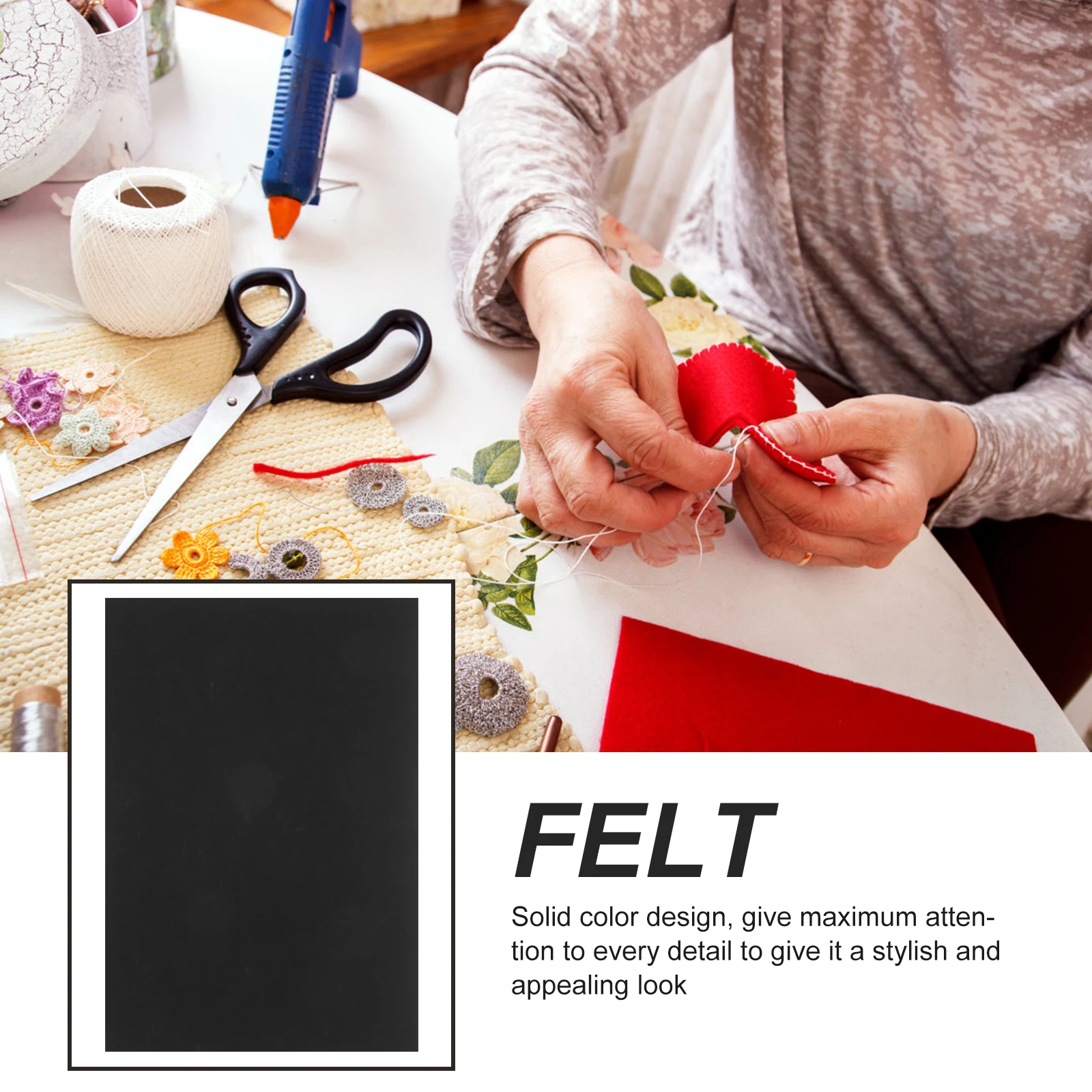 

10pcs Adhesive Felt Sheets Self-Stick Pads Furniture Floor Protectors Anti-Slip Chair Leg Sticky Felt for Wood Floors Black