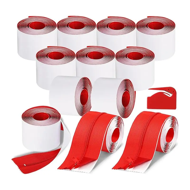 LIKE WISH 12 Rolls Heavy Duty Zipper Door 7 Ft X 3 Inch Self Adhesive Construction Zipper Door For Use On Tarps