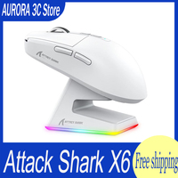 Attack Shark X6 Gamer Mouse With Charging Dock 2.4g Wireless 3 Mode Custom Mouse 26000dpi Paw3395 Sensor Gaming Mices Gifts