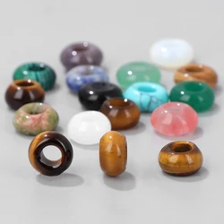 Wholesale 10pcs Round Donut Shape Stone Beads Natural Big Hole Tiger Eye Beads Fit DIY Korean-style Jewelry Bracelet Earrings
