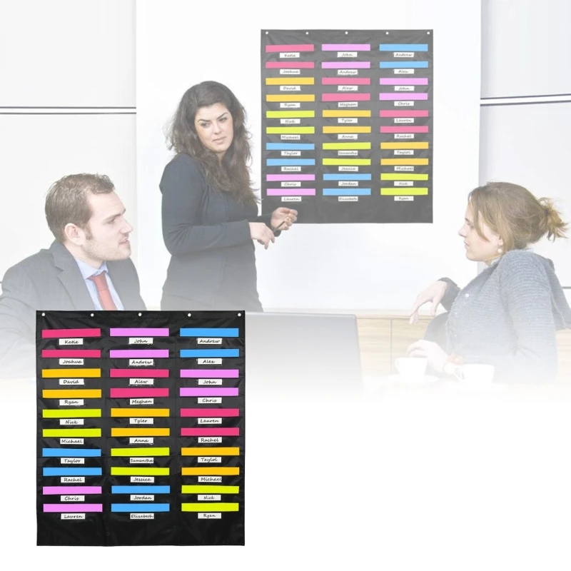 F3MA Grafico tascabile per montaggio a parete 30 tasche 5 Appendiabiti per porta, organizer per forniture per ufficio