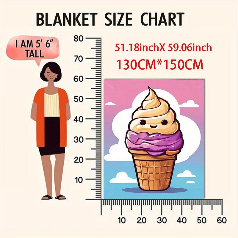 بطانية حلم الآيس كريم الحلوة، رمي الفانيلا ذو الوجهين لعشاق الحلوى، هدية ممتعة لذيذة ومريحة لجميع المواسم #5