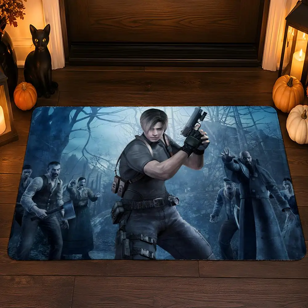 Pc R-Resident E-Evil Leon Kennedys Floor Mat Flannel Rug Soft Non Slip Washable Door Mat For Bathroom Bedroom Kitchen Home Decor