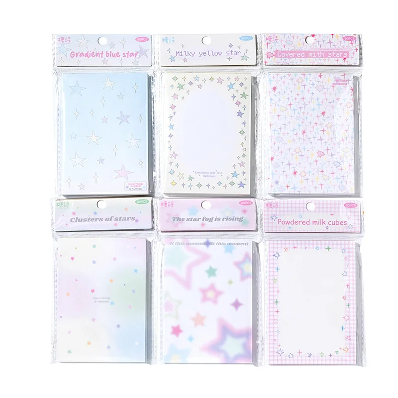 80 Pages Cute Star Series Memo Pad Kids Material Paper Notepad Office Accessories for Desk Journal Scrapbooking Stationery