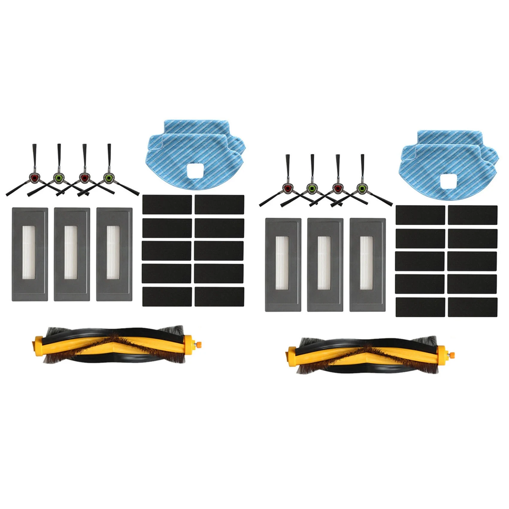 ABZA-2X สําหรับ Ecovacs Deebot OZMO 930 อุปกรณ์เสริมหุ่นยนต์กวาด, แปรงหลักแปรงด้านข้าง, แผ่นกรอง HEPA, Rag Mop