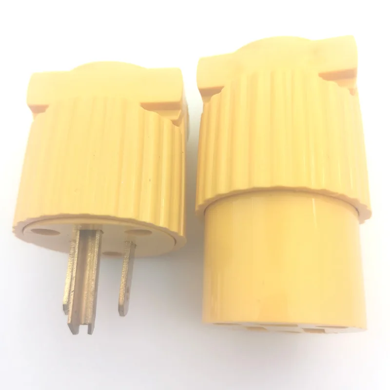 Yellow 15A 125V 5-15P 5-15R 3pole South American assembly wiring plug socket US Standard industrial male female plug