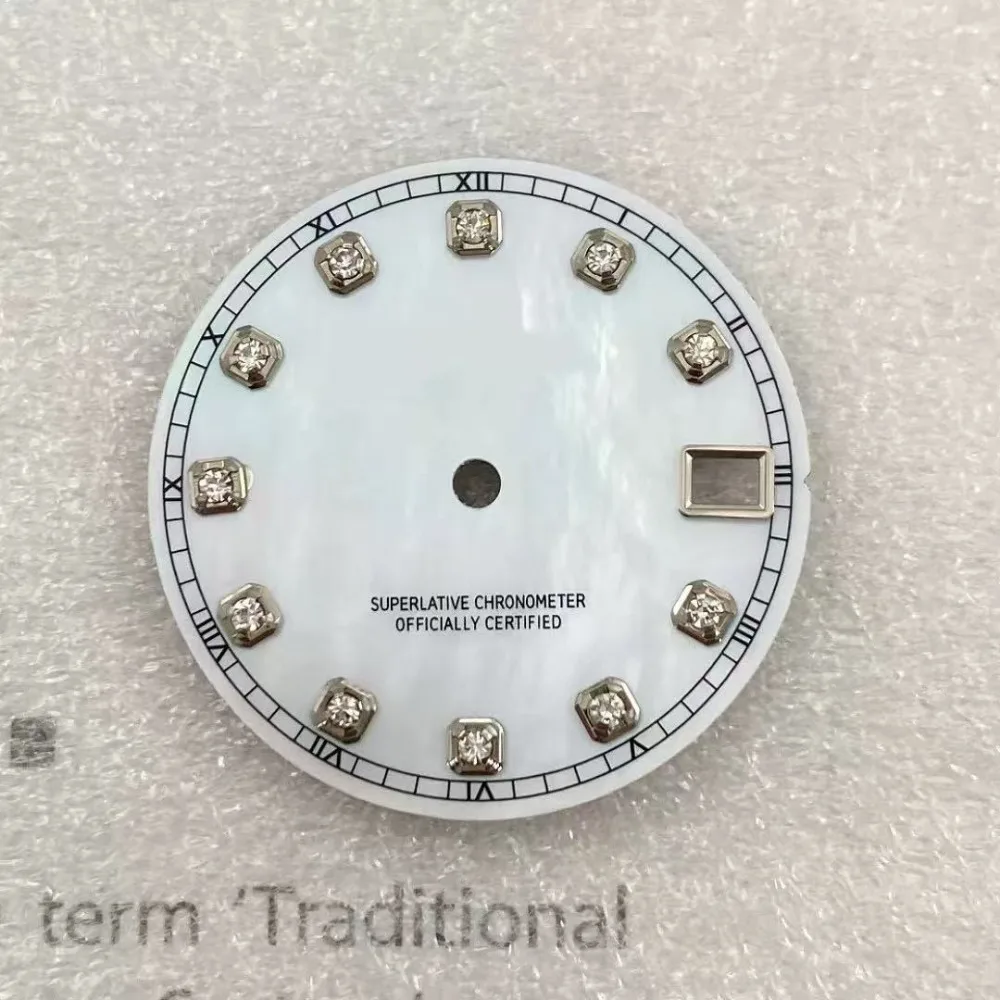 

28.5mm NH35 Dial Mother of Pearl Diamond Nail Suitable for NH35 Movement Watch Accessories Modified New No Luminous