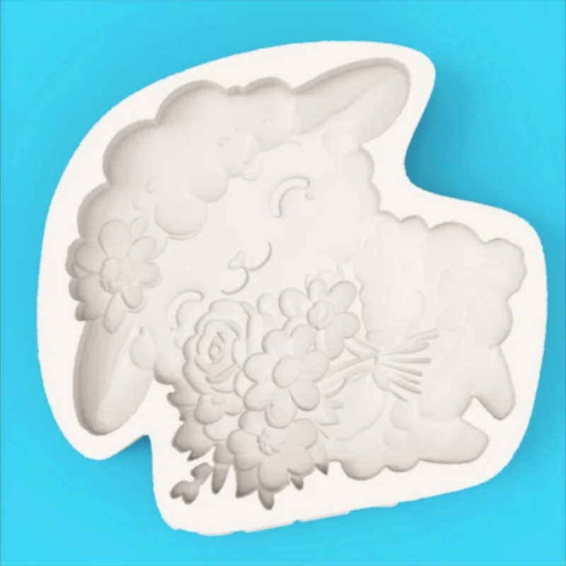 Healing-Themed Ranch Bouquet Lamb-Shaped Mold, Silicone Mold for Making Fondant Chocolate Cookie Cake Decorations - view 3