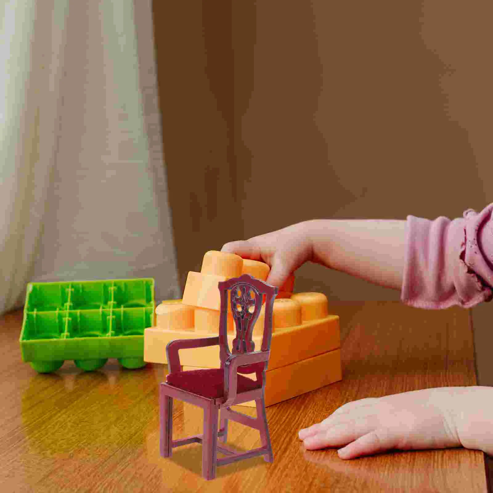 

Vintage Rocking Chair House Child Baby Chairs Furniture Miniature Dollhouse Kids Accessory Wooden Model Adorable