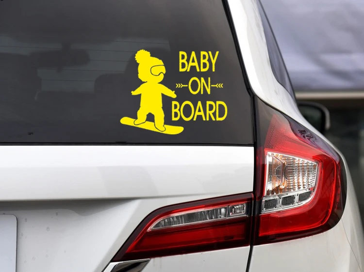 Car Stickers Baby On Board In Car Skiing Boy Lovely Reflective Decals For Golf Polo Windshield Window Trunk Bumper view 5