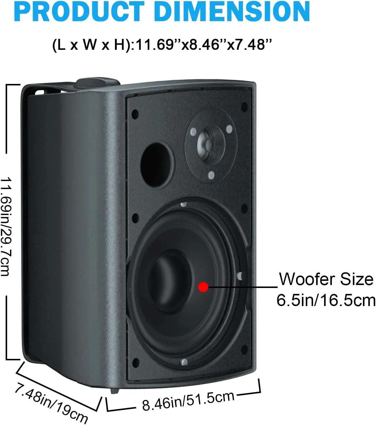 Herdio 800 Watts 6.5 Inches Outdoor Speakers Wired Waterproof Passive Wall Mount Speakers With Powerful Bass For Home Patio