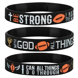 1pc/3pcs Christian Bible Verse Rugby USA American Football Ephesians 610 Matthew 1926 Philippians 413 rubber bracelet silicone w
