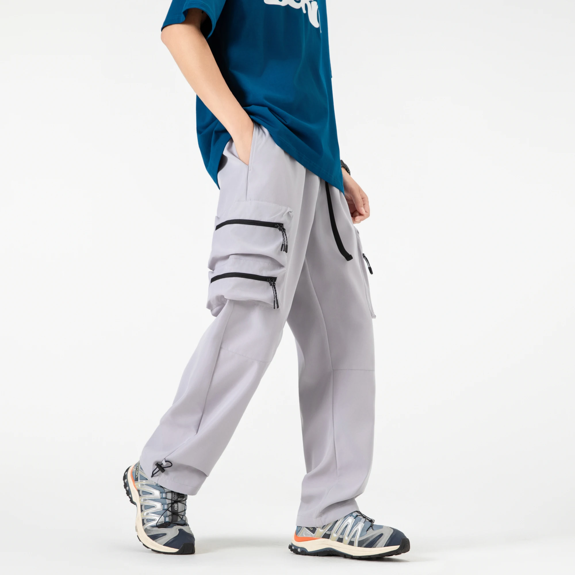 

Мужские элитные брюки, модные и универсальные, крутые и стильные подростковые пуховые брюки, повседневные рабочие брюки с прямыми штанинами в американском стиле.