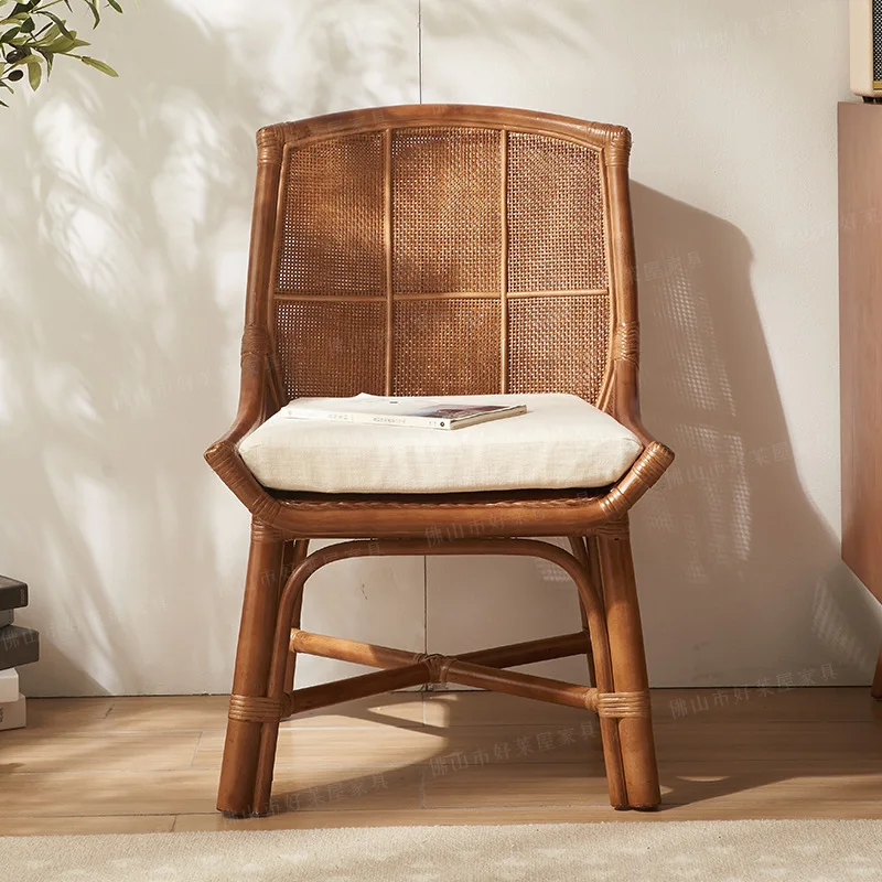

Japanese-style real rattan chair natural agate rattan Indonesian rattan retro casual single chair