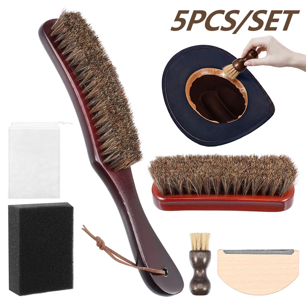 5Pcs Felt Cowboy Hat Cleaning Brush Set Dry Cleaning Sponge with Storage Bag Clothing Care Tools for Fedoras Baseball Caps Suits