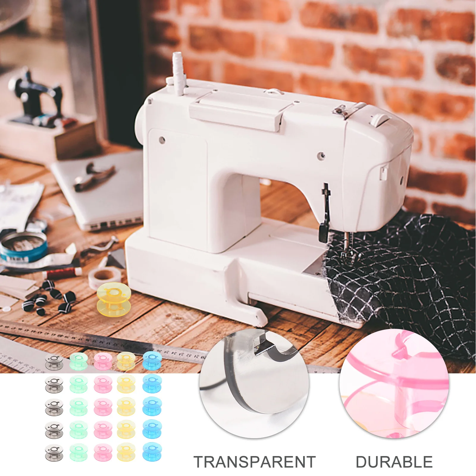 

25Pcs Sewing Machine Bobbin Spool Set Plastic Durable 5 Colors Storage Box Fit Standard Household Use Sewing Machine Spool
