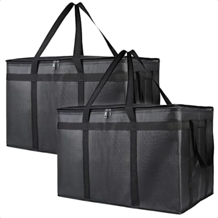 2er-Pack isolierter Lebensmittellieferbeutel XXXLarge Meal Grocery Tote Isolierbeutel für heiße und kalte Lebensmittel Kommerzielle große Kapazität Reu