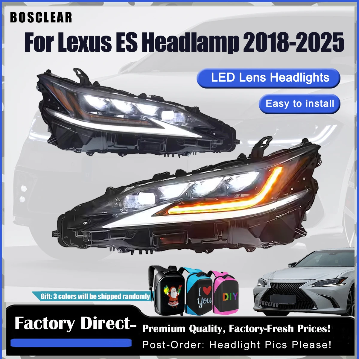 

Car Headlights For Lexus ES ES350 ES200 ES300 ES260 2018-2025 full LED Headlamp Assembly Upgrade Projector Lens DRL Accessories