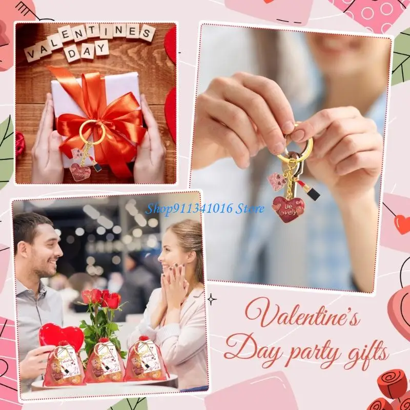 Gói số lượng lớn Móc khóa trái tim dành cho quà lưu niệm sự kiện lãng mạn và phụ kiện trang trí