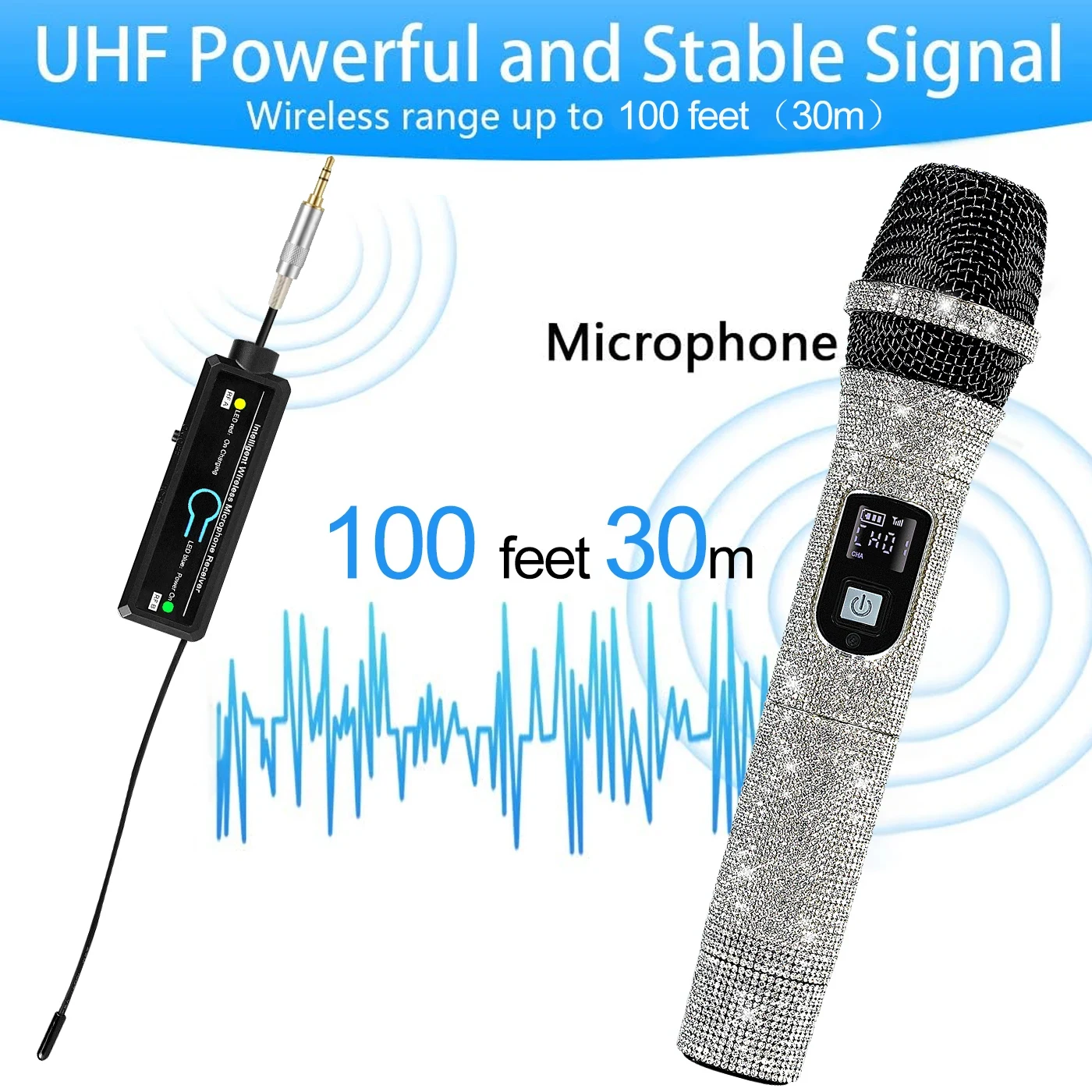 No Delay Real UHF Professional Universal Wireless Microphone Rechargeable 3.5mm Receiver Crystal Dynamic Mic for Sound Card