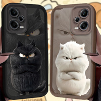 Lovely Funny Black White Cat Case for Xiaomi Redmi Note 13 12 11 Pro Plus 4G 5G 12S 11S 10S 10 9 9S Redmi 14C 13C 12C A3 12 Etui