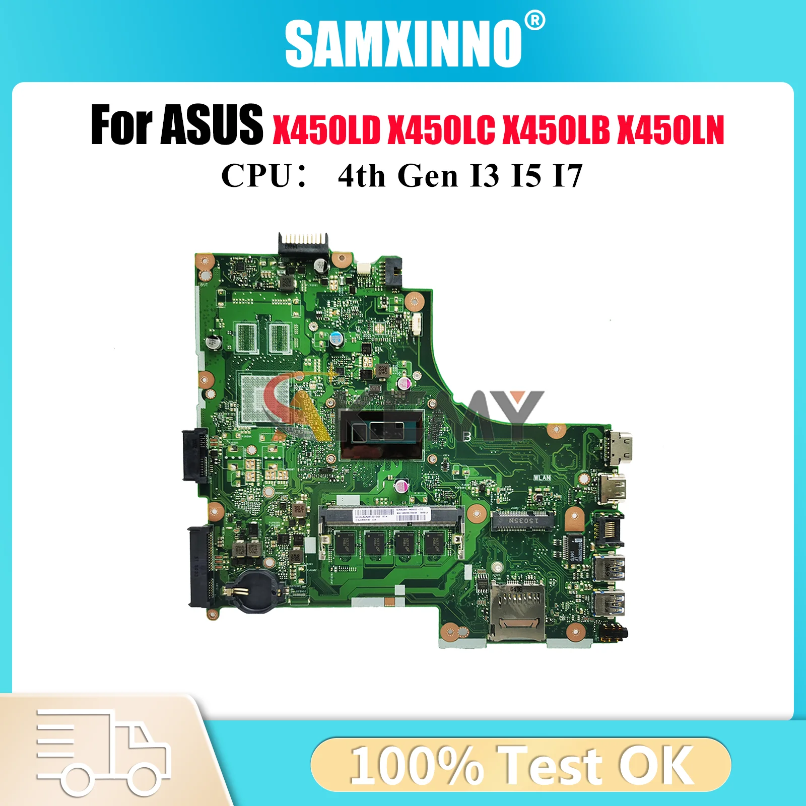 

X450LA Материнская плата для ноутбука ASUS X450LC K450L X450LB VM480L R409L X450L X450LD W418L Y481L X450LN R412L Материнская плата I3 I5 I7 CPU