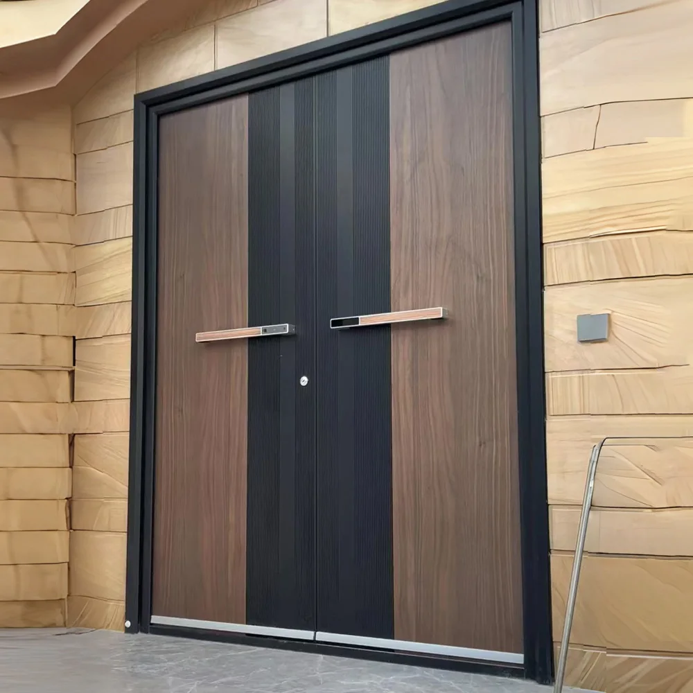 Security Stainless Steel Front Door Exterior Fire Rated Anti-Theft Modern Design Water Resistant Garden Use