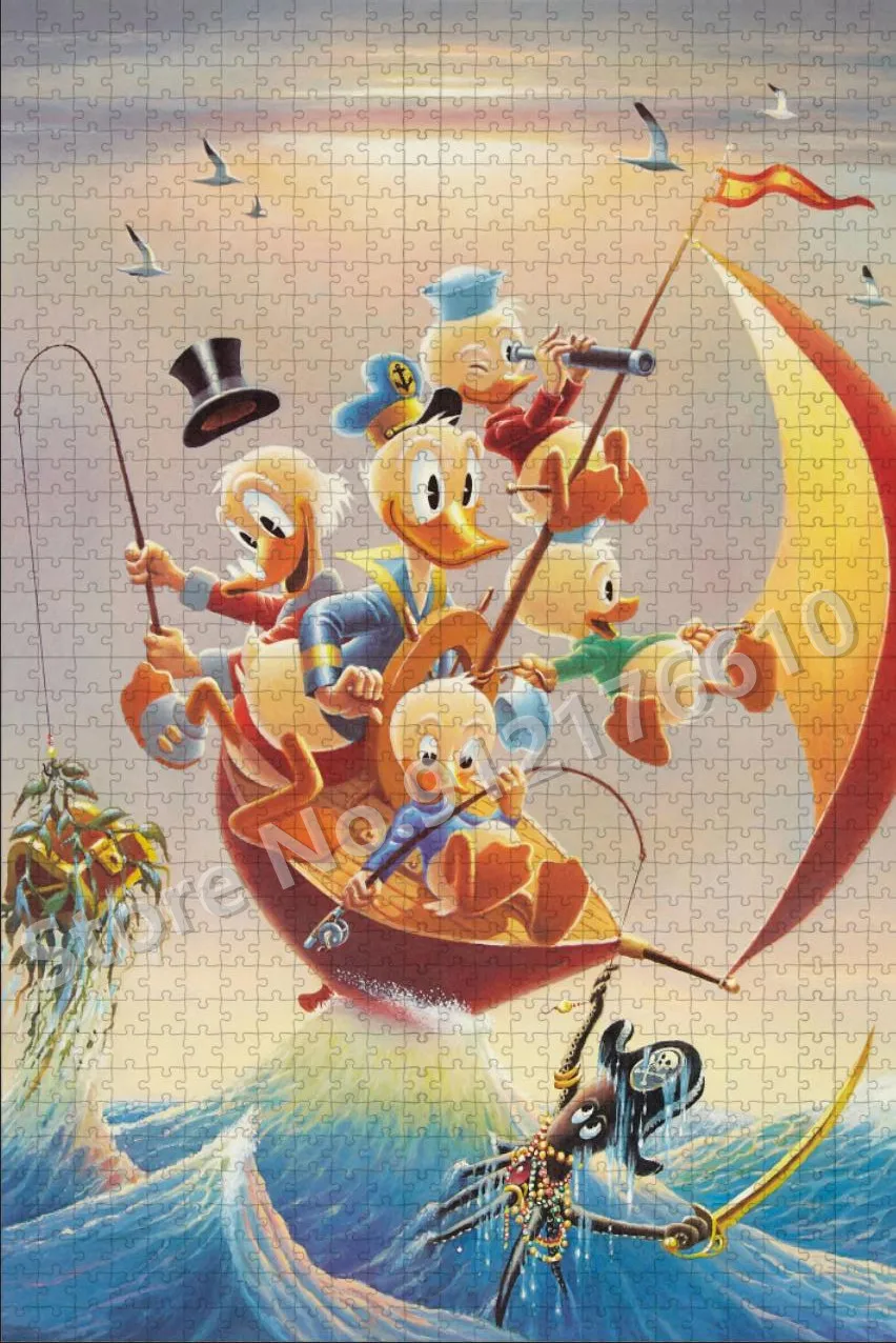 Donald Duck Adventure Jigsaw Puzzles 300/500/1000 Pcs Disney Duck Cartoon Anime Puzzles Kids Decompress Educational Toys Gifts