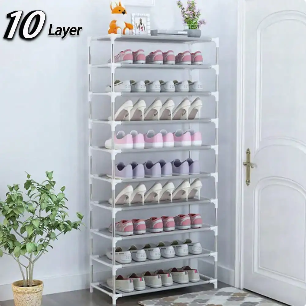

10 Layer Simple Shoe Rack Metal Shoe Shelf Footwear Amazing Shoerack Living Room Furniture Space Saving Shoes Organizer Stand