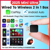 2 in 1 AI Box Mini Adapter Wired to Wireless Carplay&Android Auto Compatible with 99% of Cars Plug and Play WiFi Smart Dongle