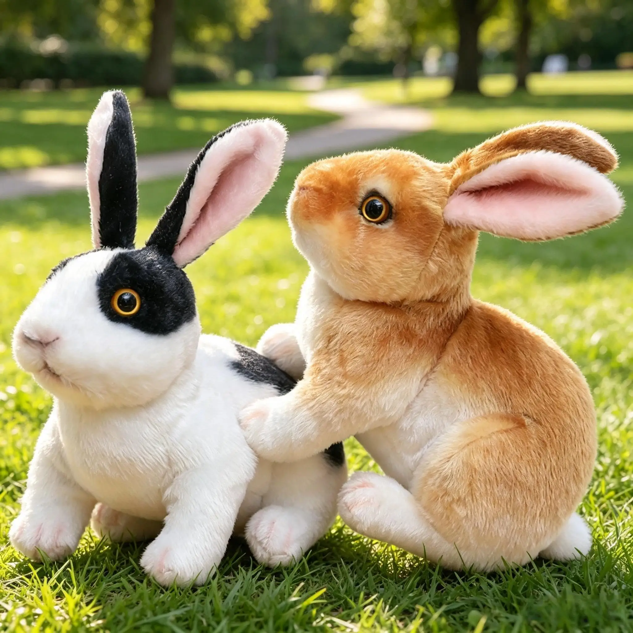 Simulation Cute Rabbit Plush Doll Realistic Soft Stuffed Animal Pillow Sitting Standing Posture Decor Birthday Gift Kid Boy Girl