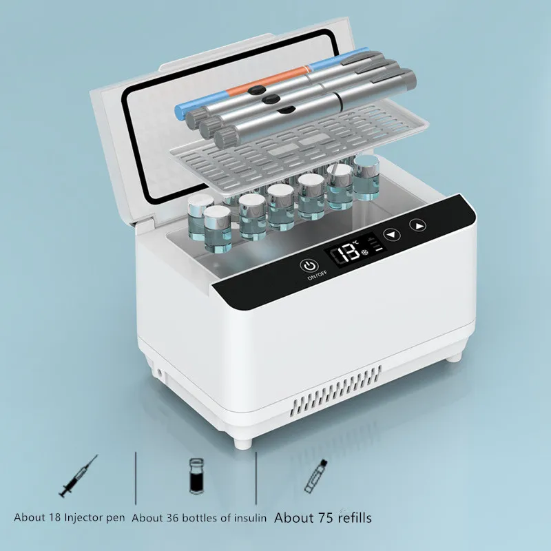Chłodnia leków insulinowych, dwuwarstwowy bardzo duża pojemność skrzynka chłodząca insulinowy, ekran dotykowy LED, refriger podróży samochodem