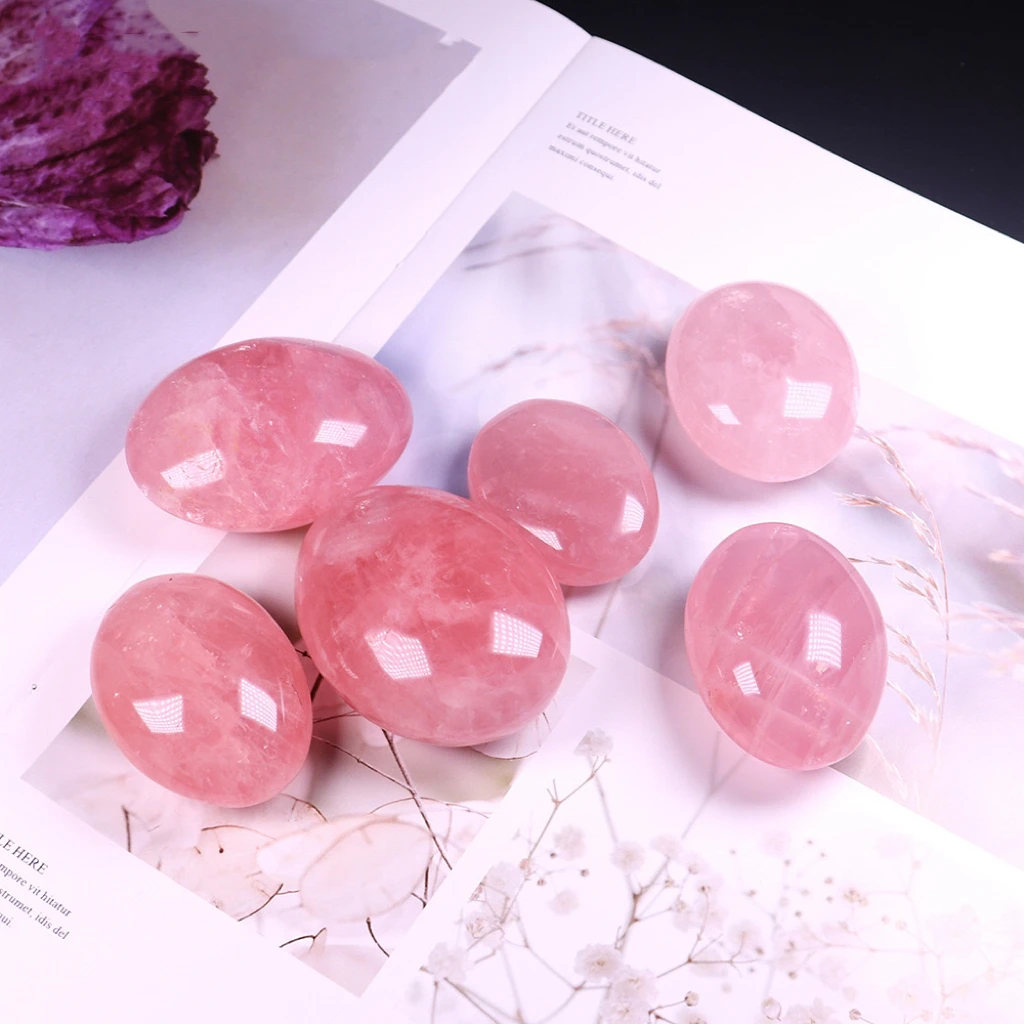 Nature Rose Quartz Palm Crystal Gemstone For Home Office Table Decoration Halloween Unique Ornamnet Meditation Messgae Stone