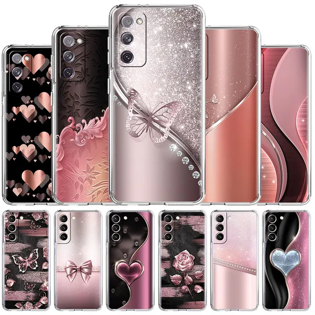 Przezroczyste etui Love Bow do Samsung Galaxy S22 S20 FE S21 S10 S23 Plus Note 20 Ultra 10 Lite Transparent Phone Shell