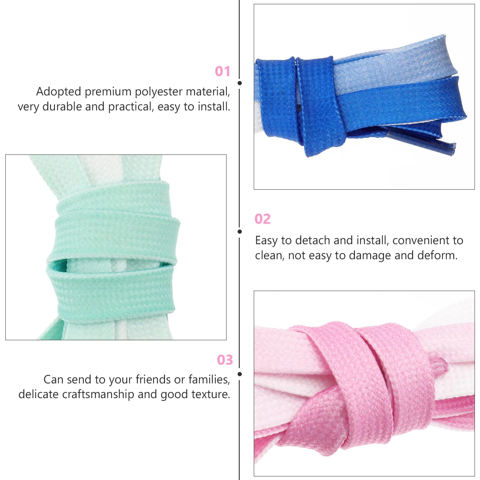 

5pcs Gradient Color Canvas Shoelaces 5 Pairs 120CM Shoe Lace Durable Sports Accessories Easy Install Clean Stylish