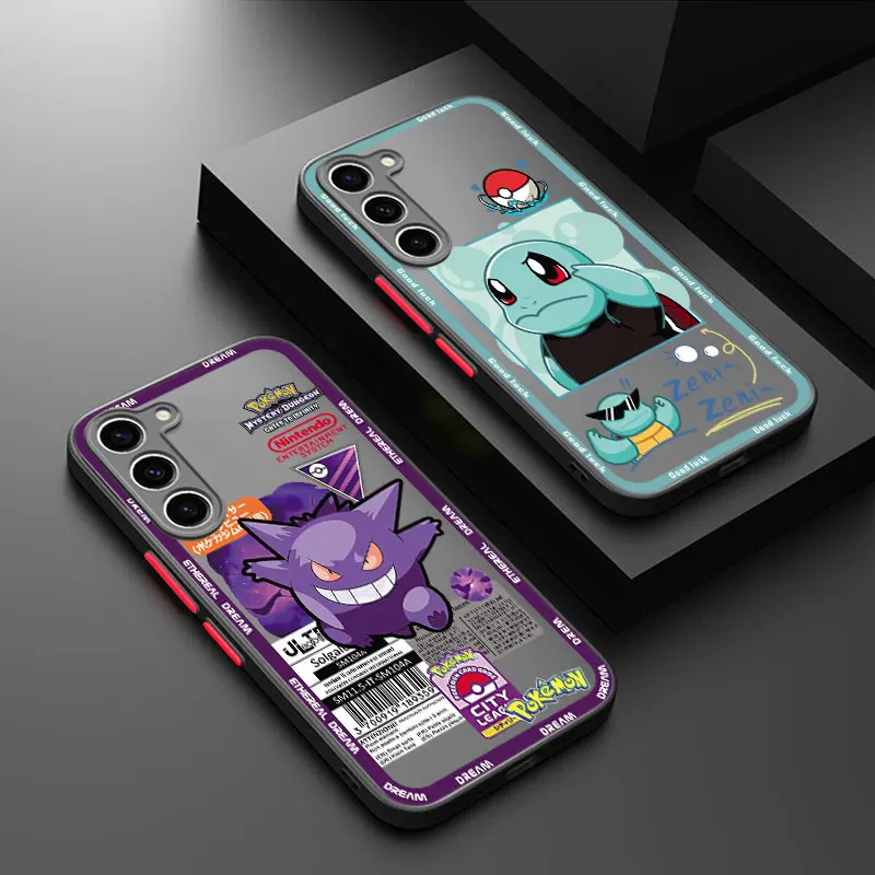 Squirtles G-Gengars Frosted Translucent Phone Case For Samsung Galaxy S23 S21 S20 FE S24 S22 Ultra S10 Lite S9 S8 Plus