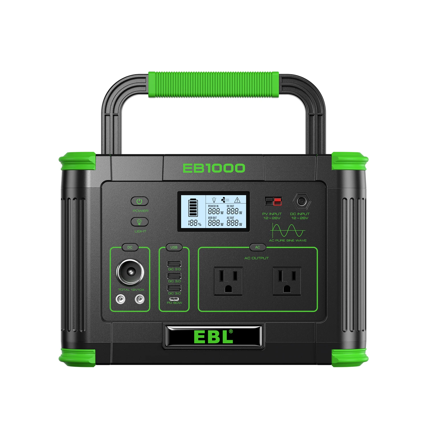 1001W 998Wh Portable Power Station for RV/ Home Backup